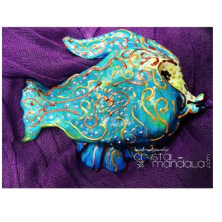 Pesce dipinto a mano, ippocampo realizzato a mano - Crystal-mandala. Pesci scolpiti a mano. Decorazioni in resina, sculture fatte a mano. Dipinte a mano.